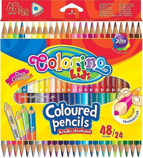 Kredki colorino kids ołówkowe trójkątne dwukoloryorowe 24 sztuk 48 kolorów