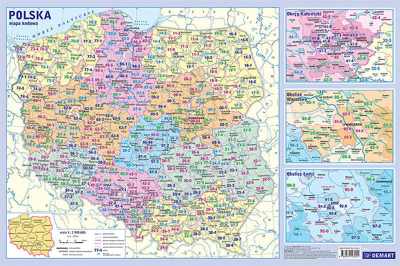Podkładka edukacyjna MAPA ADMINISTRACYJNA POLSKI z kodami pocztowymi