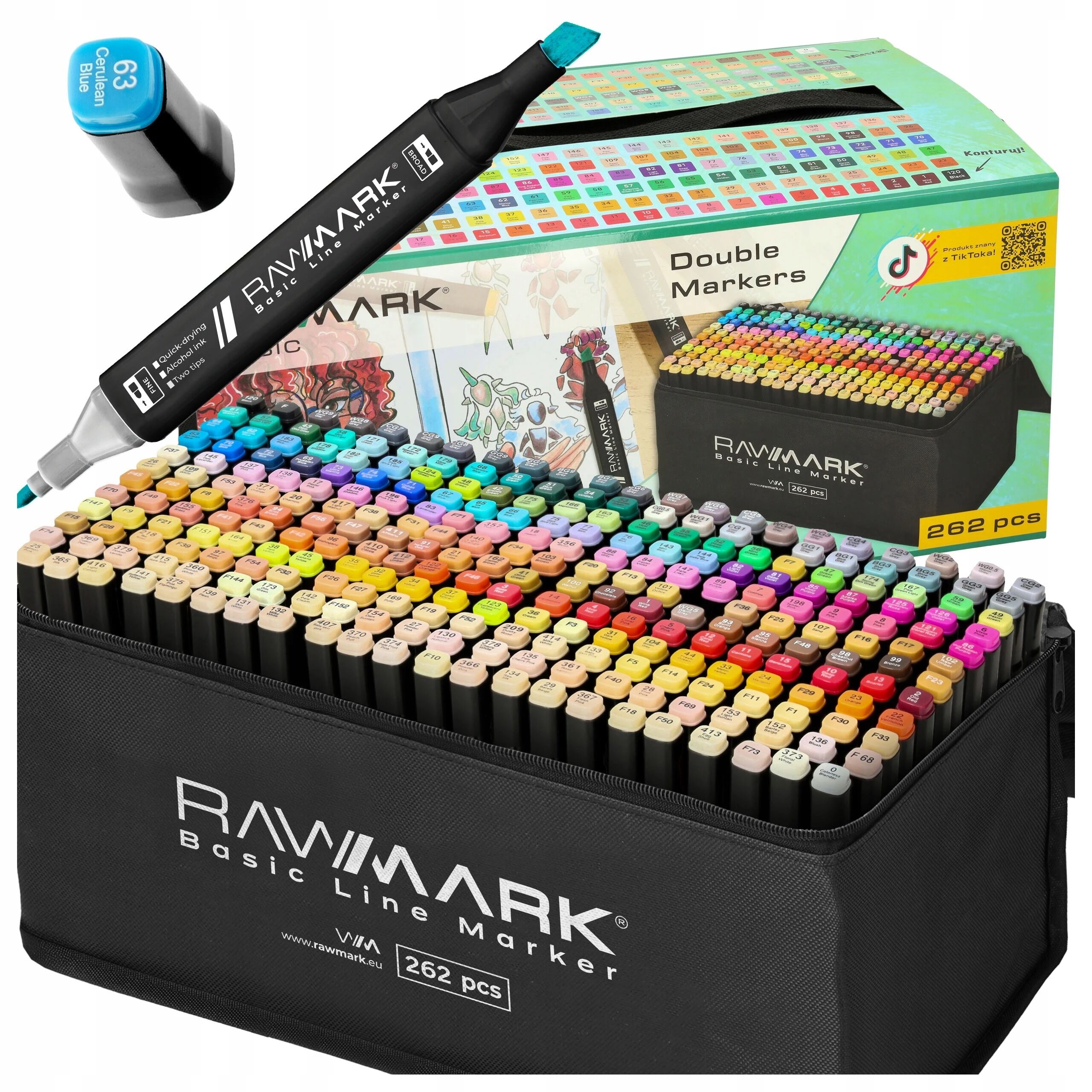 Markery alkoholowe 262 szt mazaki pisaki flamastry dwustronne Rawmark