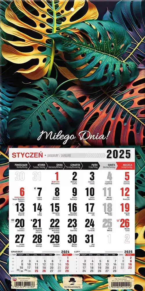 Kalendarz 2025 jednodzielny mini z magnesem glamour ktj2m- v. 28
