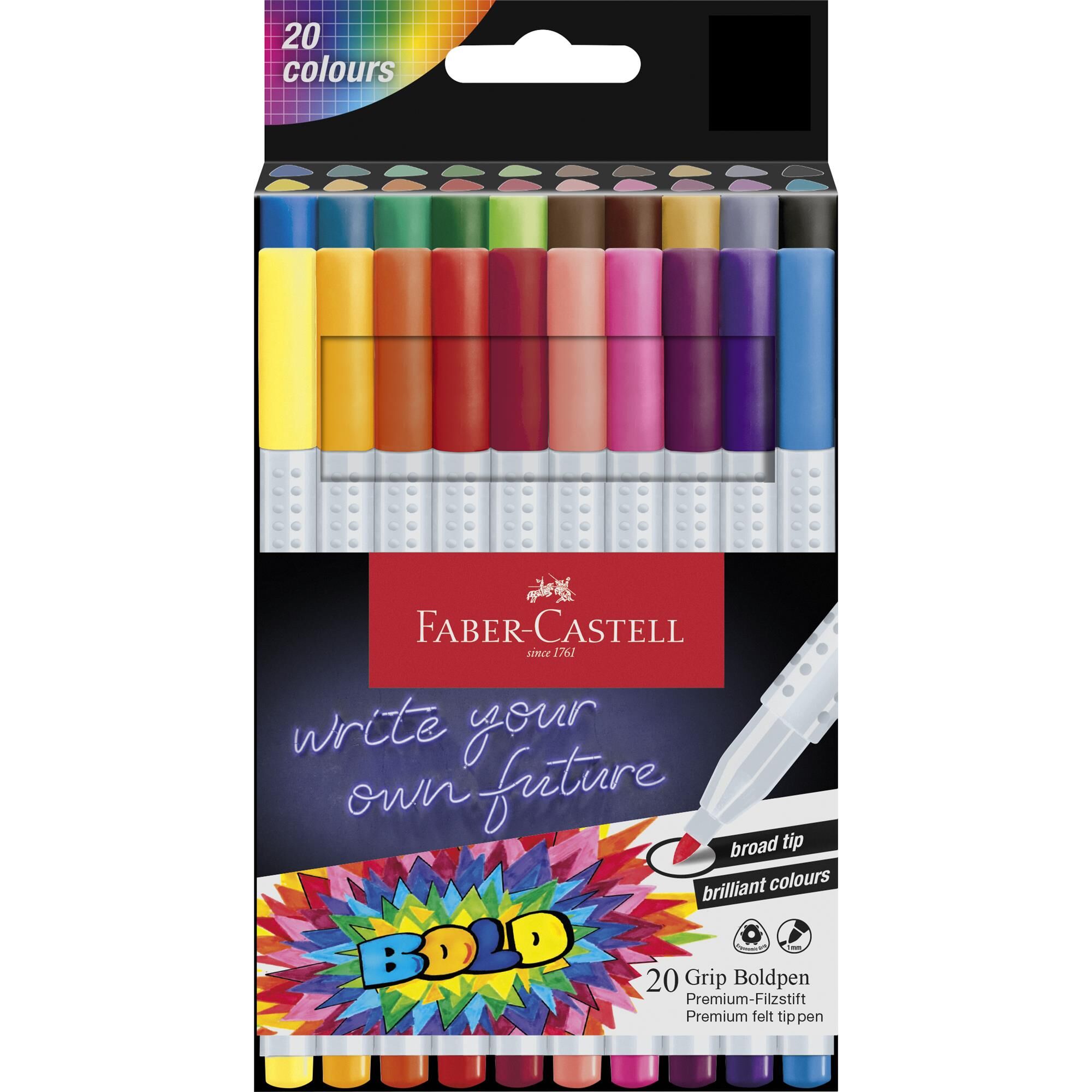 Flamastry Grip Boldpen Faber-Castell 20 kolorów