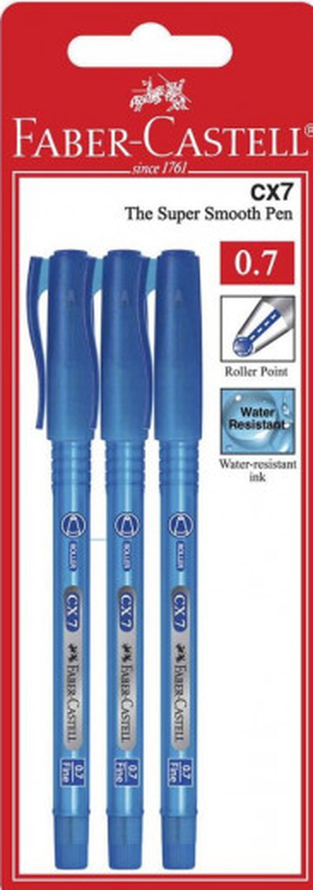 Długopis CX7 niebieski Faber-Castell blister 3 sztuki