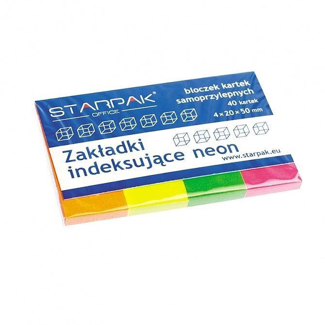Zakładka indeksująca neon 20x50mm/40k. 4 kolory