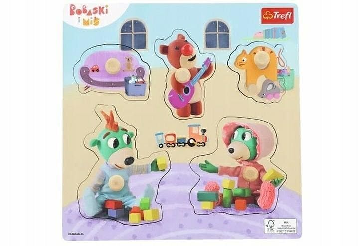 Puzzle mini drewniane bobaski i miś 61621