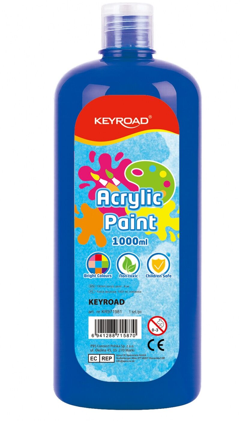 Farba akrylowa KEYROAD butelka 1000ml niebieska