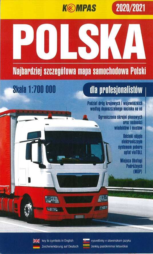 Polska 2020/2021 najbardziej szczegółowa mapa samochodowa dla profesjonalistów 1:700 000