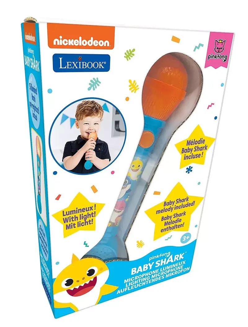 Mikrofon baby shark z melodiami oraz efektami świetlnymi i dźwiękowymi mic80bs