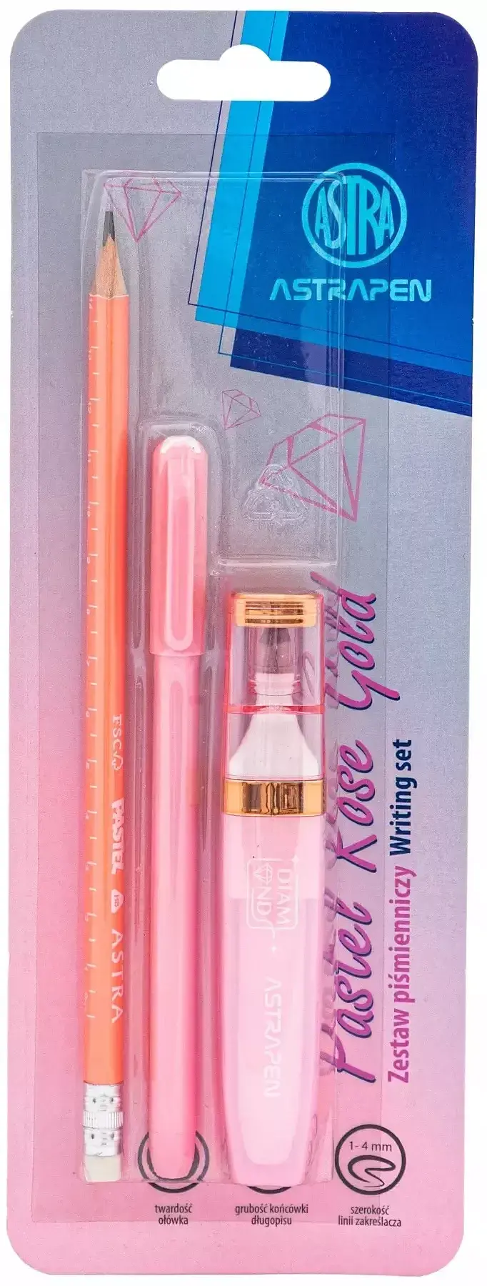 Zestaw piśmienniczy pastelowy astrapen rose gold 3 elementy