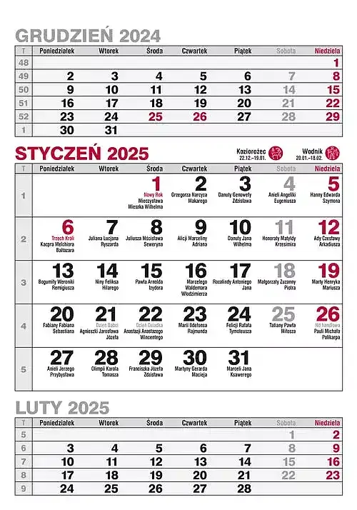 Kalendarz 2025 biurkowy pionowy trójdzielny kba5t 1szt. Mix