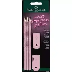 Zestaw grip różowy faber-castel 3 ołówki+ gumka + temperówka blister