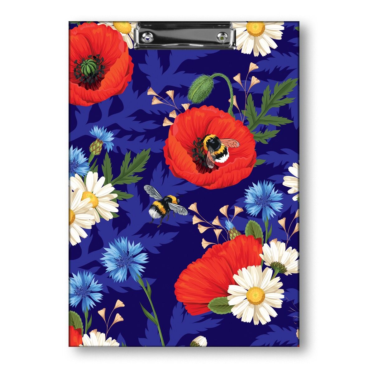 DESKA Z KLIPEM A4 T0126 KWIATY POLSKIE MAKI W FIOLECIE FOLIA MAT NIERYSUJĄCA