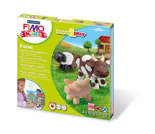 Zestaw fimo kids form&play farma 4 x 42g + akcesoria staedtler