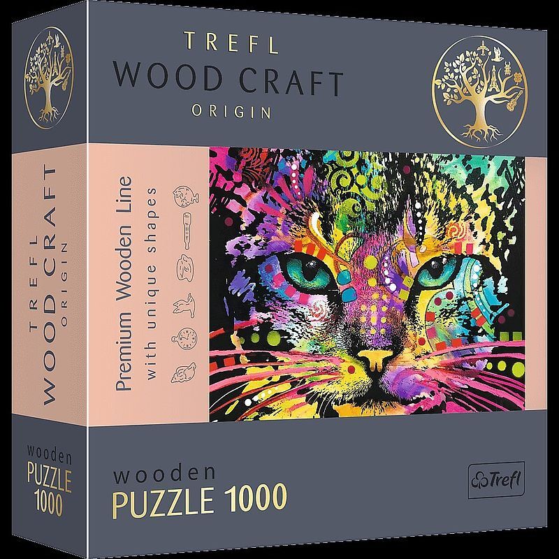 Puzzle Drewniane 1000 Kolorowy kot