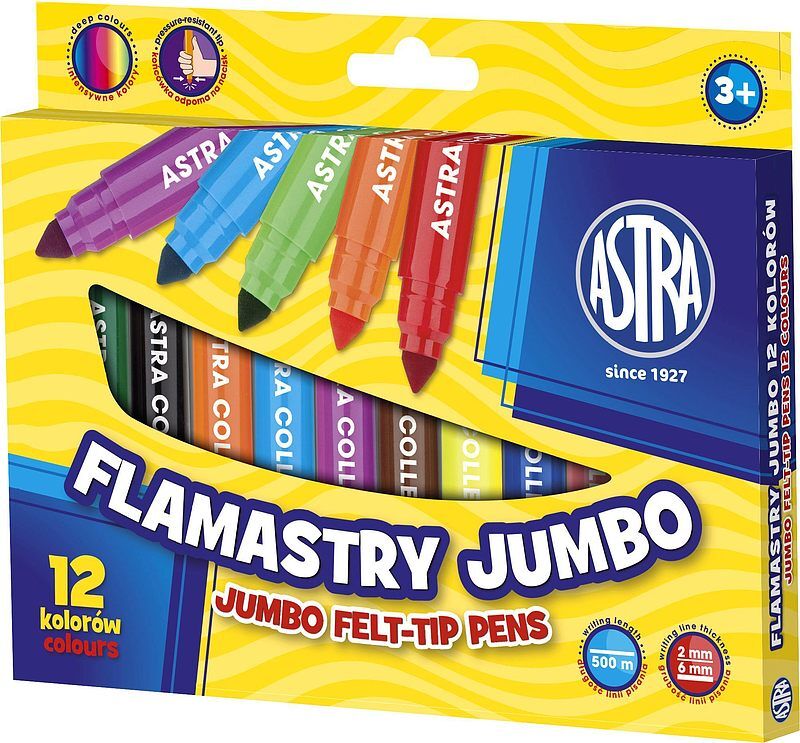 Flamastry astra jumbo 12 kolorów