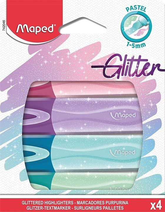 Zakreślacz maped fluo peps pastel-brokat 4 kolory 742046
