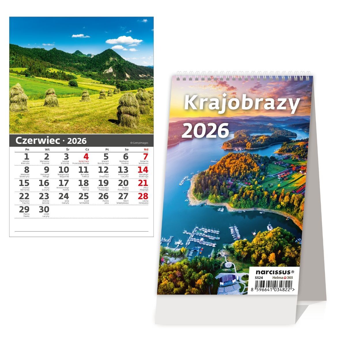 Kalendarz 2026 biurkowy pionowy Krajobrazy