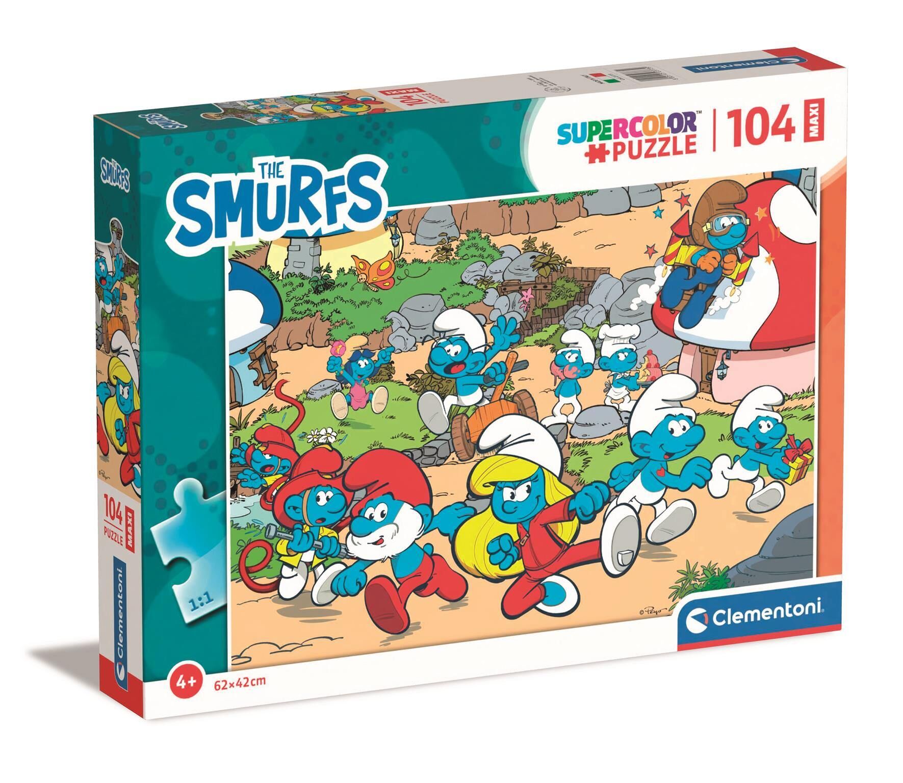 Puzzle 104 maxi super kolor Smurfs puffi 23773