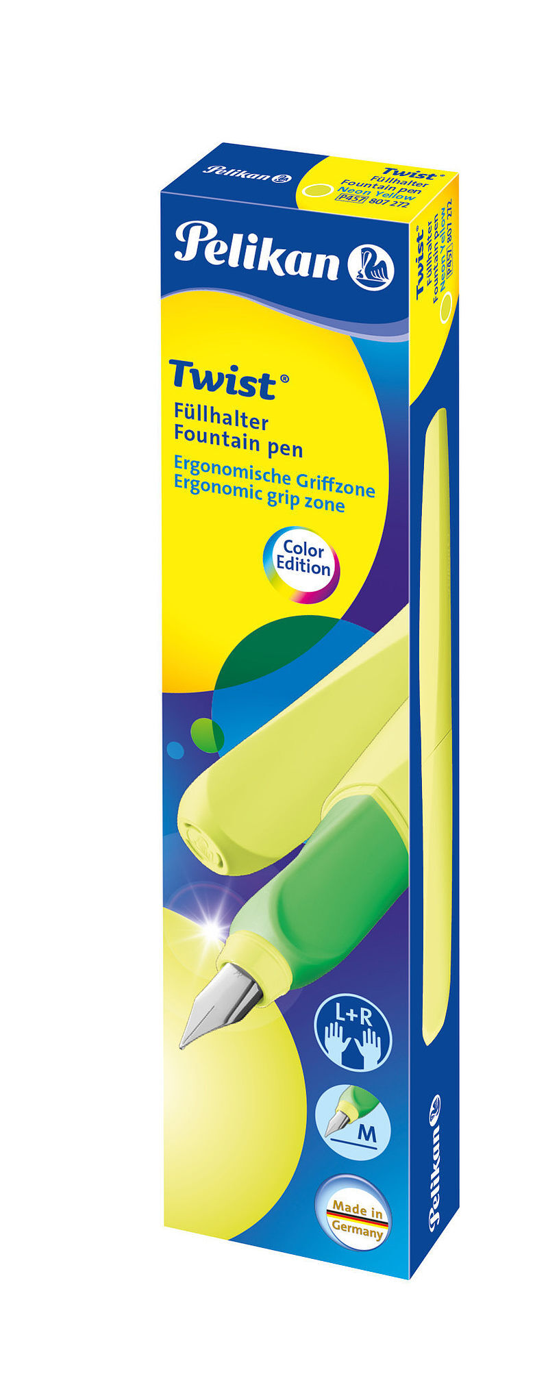 Pióro wieczne pelikan twist neon żółte