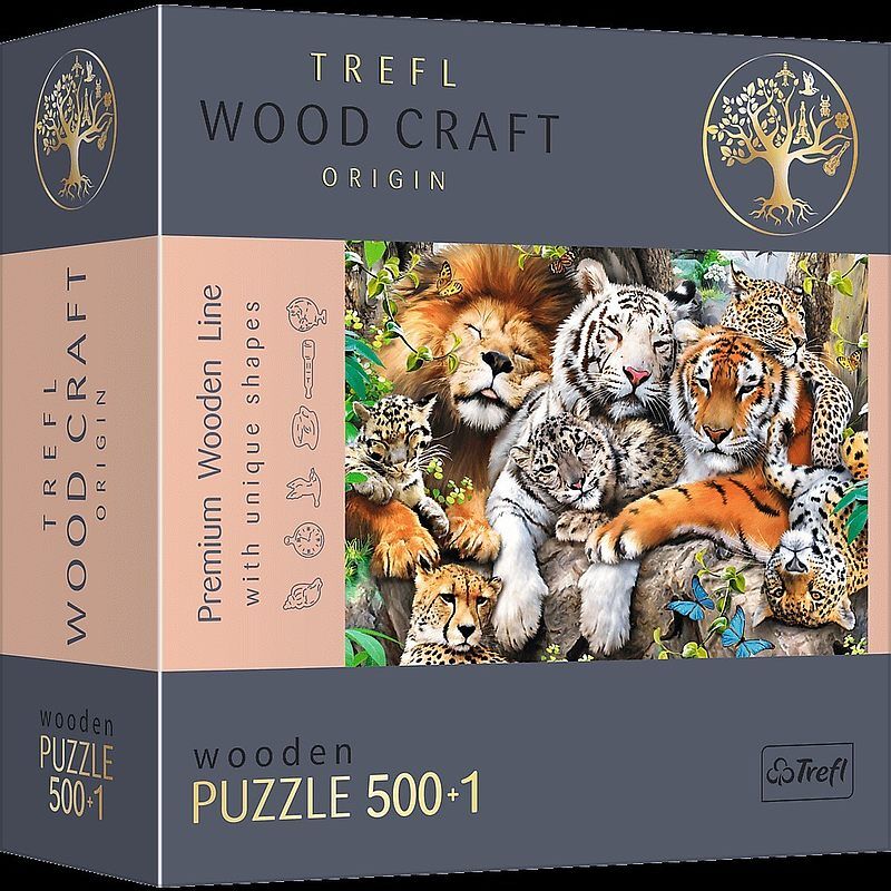 Puzzle 500+1 drewniane dzikie koty w dżungli 20152