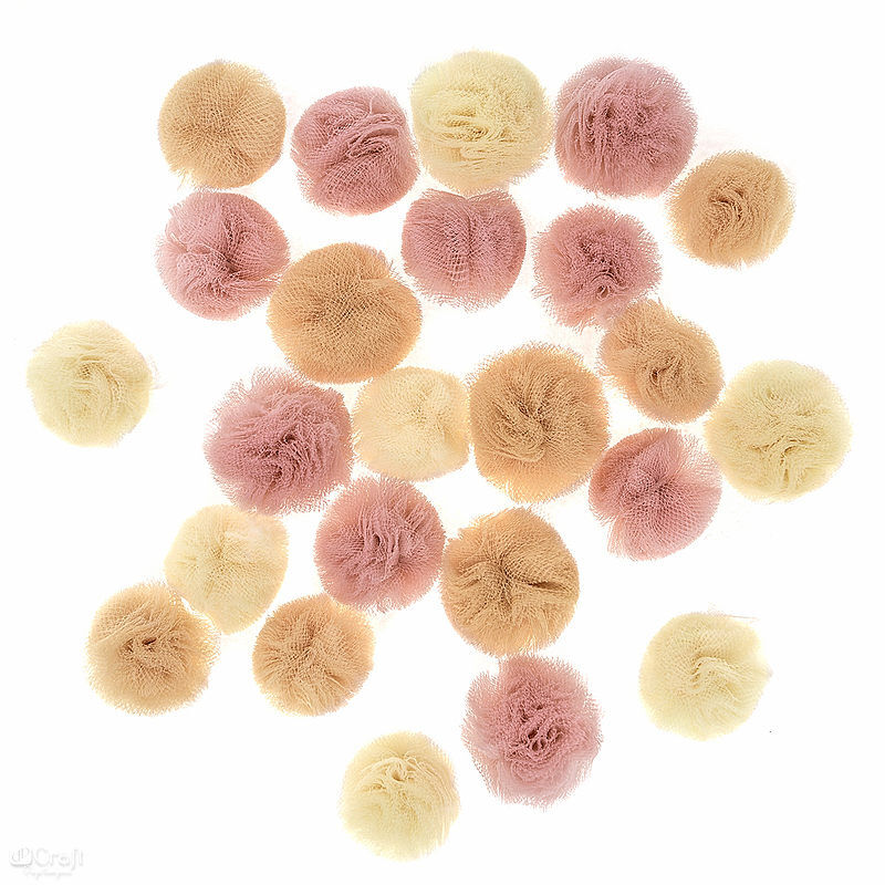 Pompony tiulowe nude mix 24 szt