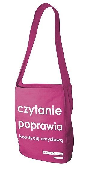 Torba bawełniana różowa 'czytanie poprawia kondycję umysłową'