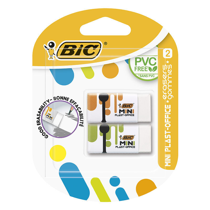Gumka bic mini plast-office blister 2szt