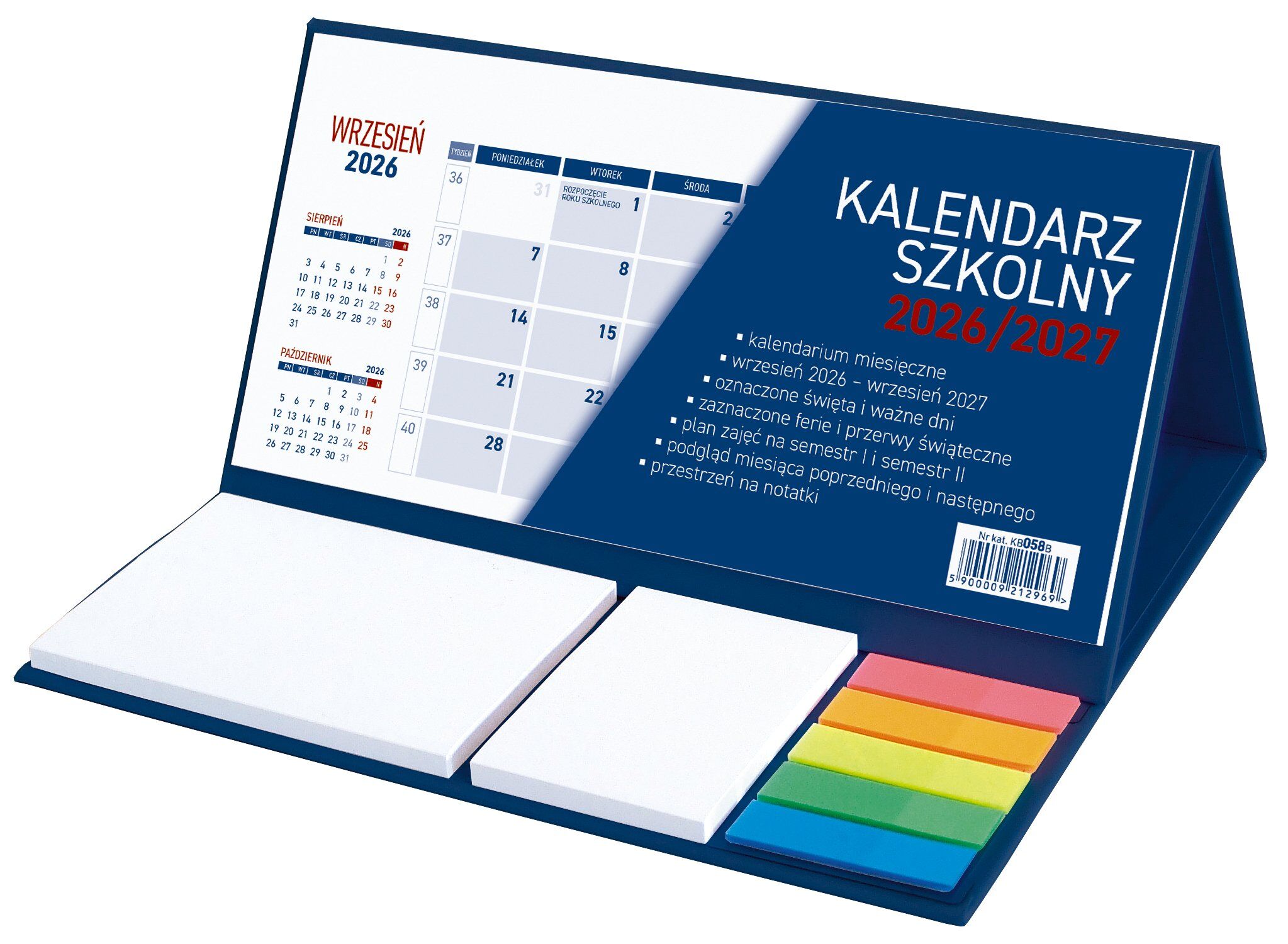 Kalendarz 2026/2027 szkolny z notesem granat