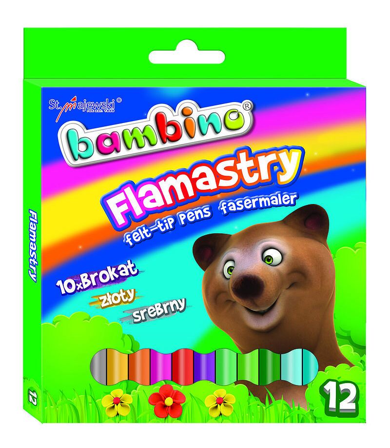 Flamastry brokatowe bambino 12 kolorów