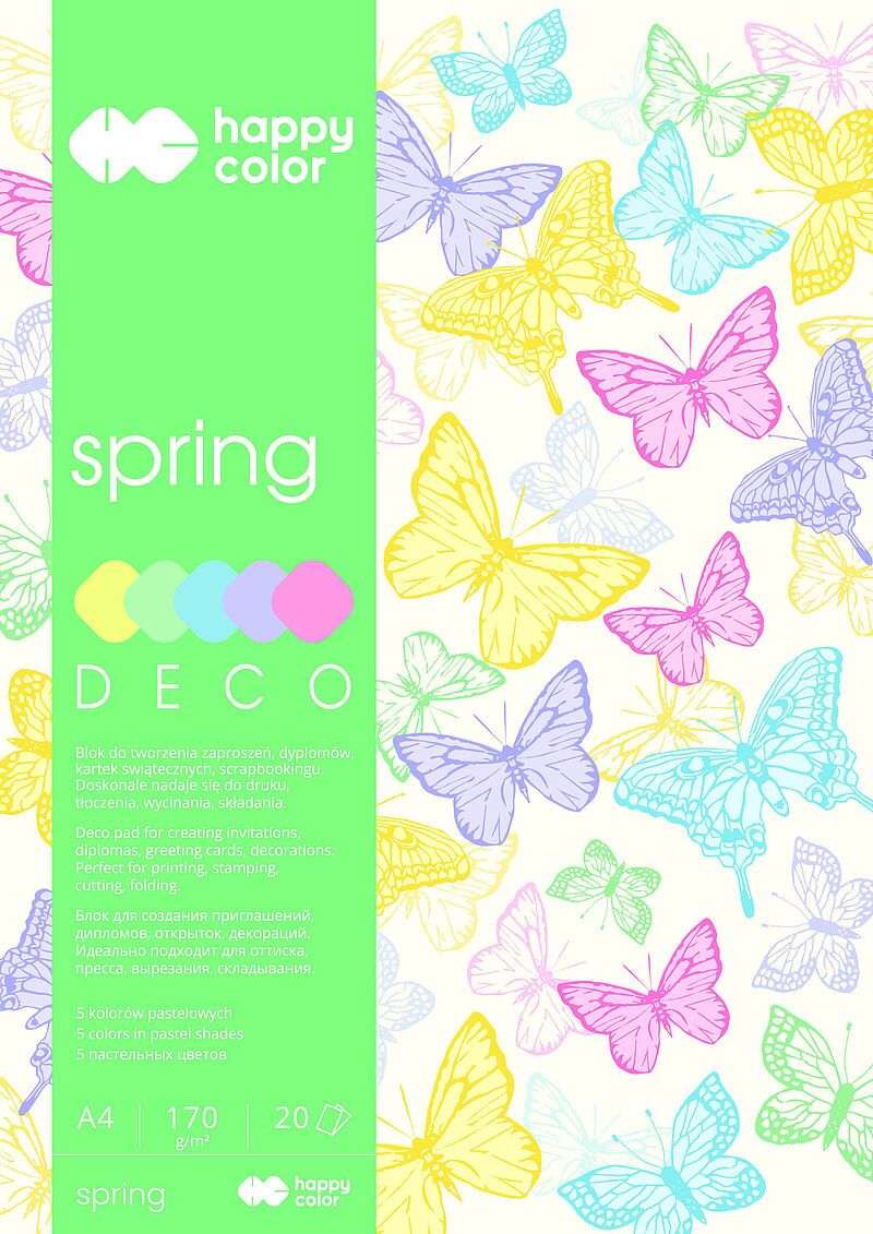 Blok happy color deco spring a4 5 kolorów 20 arkuszy 170g wiosenny