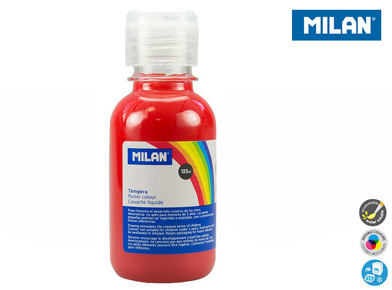 Farba milan plakatowa 125 ml czerwona butelka