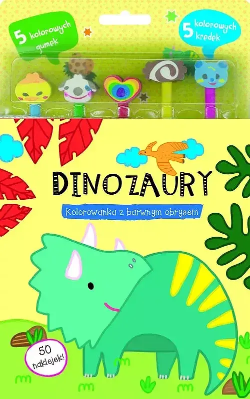 Dinozaury. Kolorowanka z barwnym obrysem