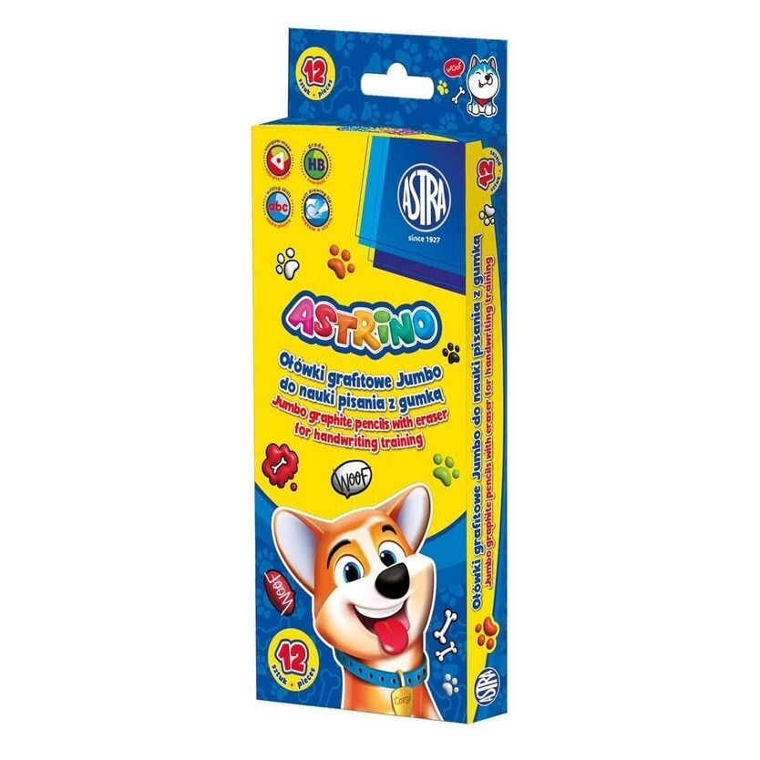 Ołówki grafitowe trójkątne Jumbo HB z gumką do nauki pisania, 1 szt.