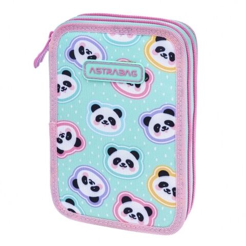 Piórnik podwójny bez wyposażenia Astrabag Minty Pandas, AC2