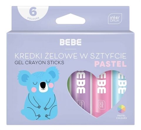 BB Kids Pastel, Kredki żelowe w sztyfcie (6x10g)