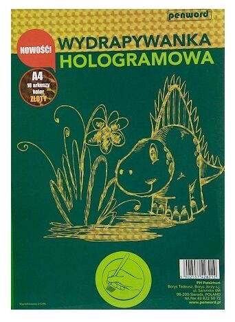 Wydrapywanka hologramowa A4 złoto-zielona