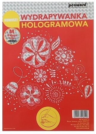 Wydrapywanka hologramowa A4 srebrno-czerwona