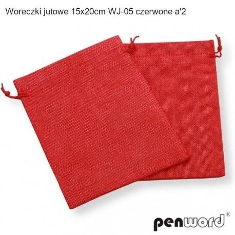 Woreczki jutowe czerwone 20x15cm 2szt