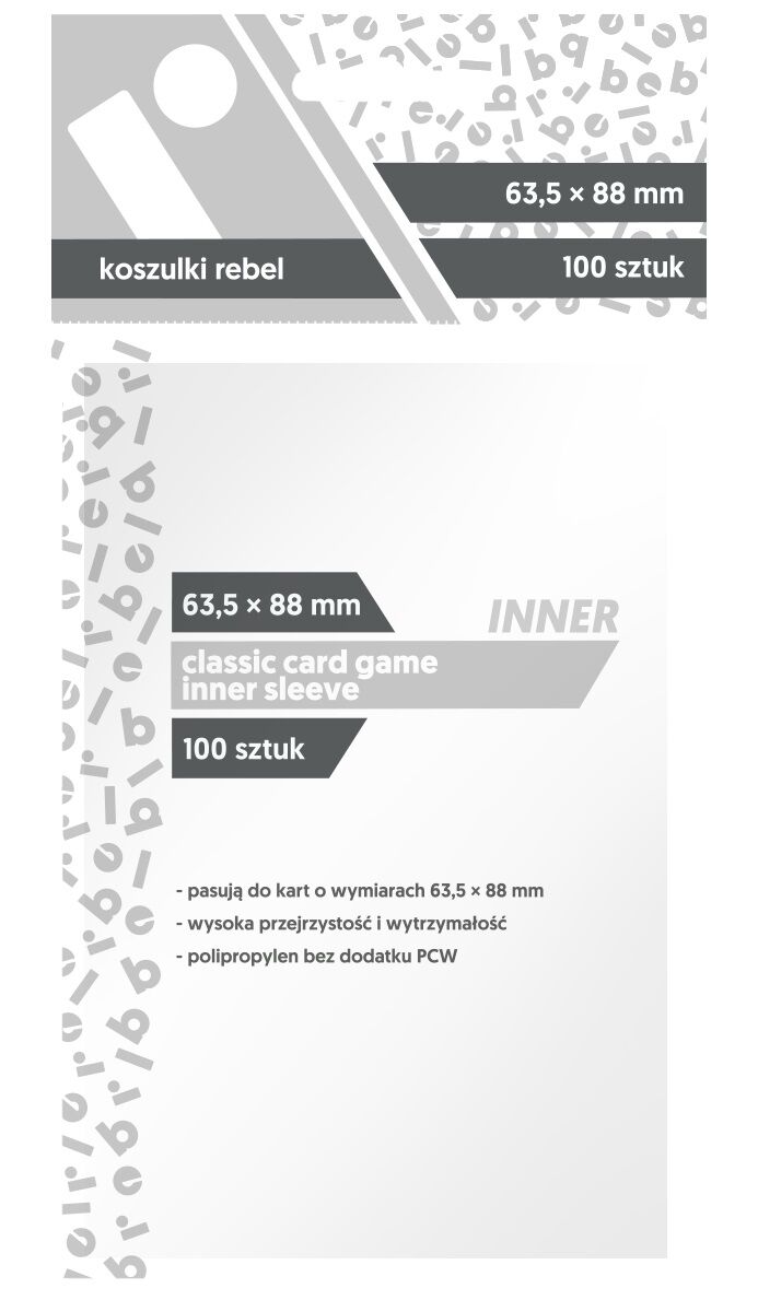 Koszulki na karty Rebel (63,5x88 mm) `Classic Card Game Inner Sleeve`, 100 sztuk