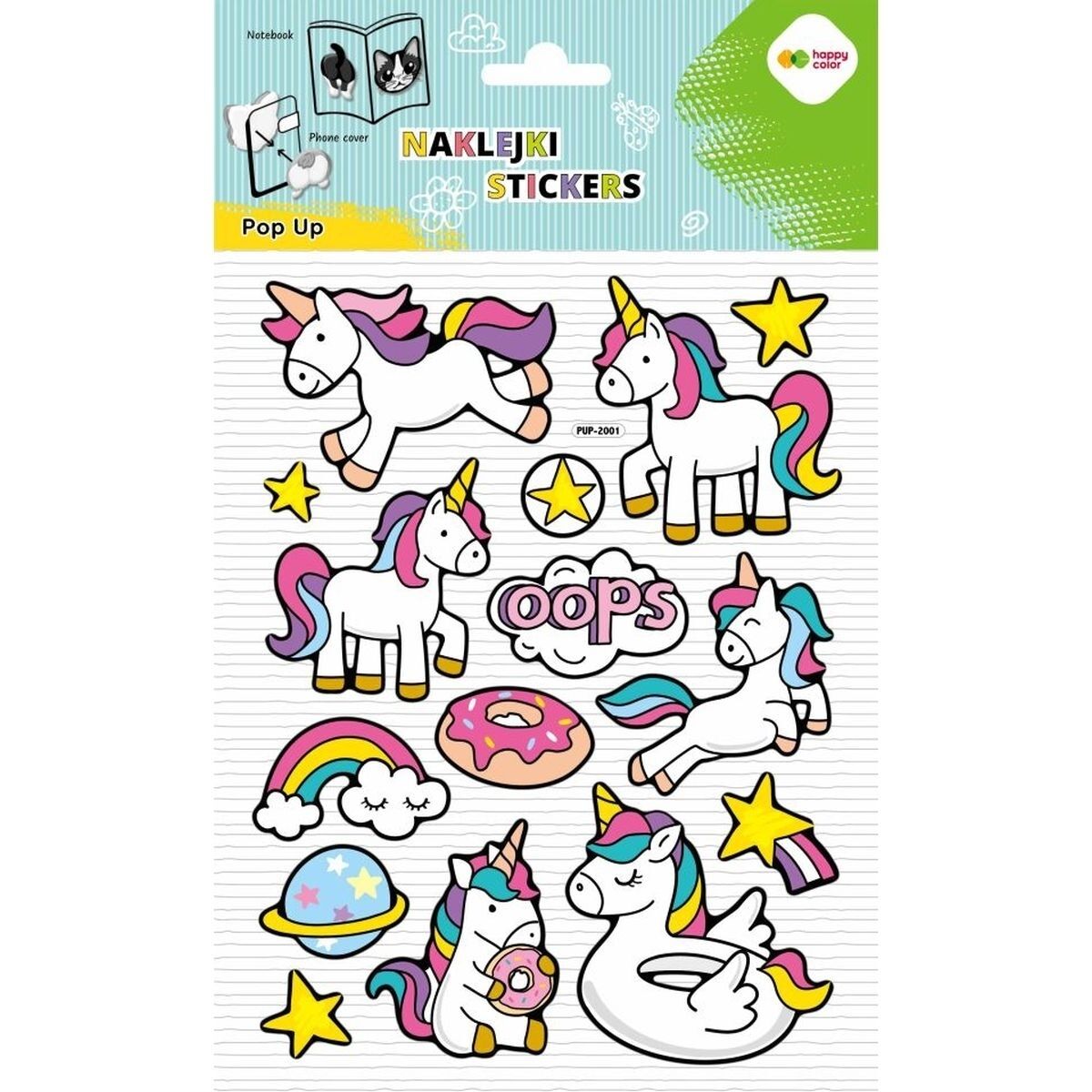 Naklejki 3D Pop up - Unicorns Fun, 146X240 mm, Happy Color