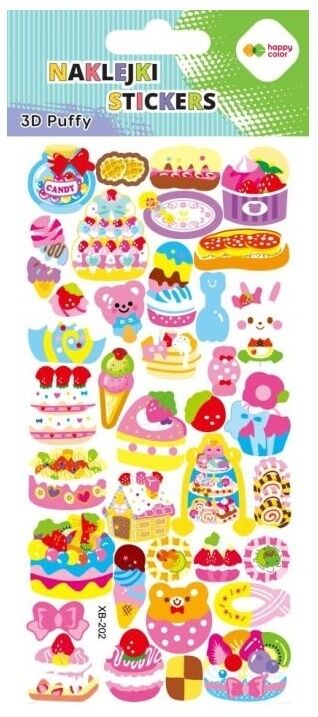 Naklejki 3D Puffy - Funny Sweets, 9.5 cm x 22 cm, Happy Color