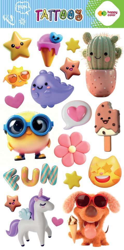 Tatuaże zmywalne SUMMER FUN 100x200mm Happy Color