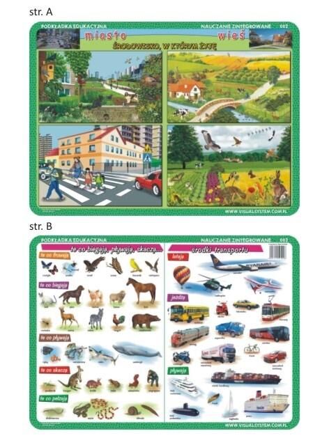 Podkładka edukacyjna 002 - Nauczanie Zintegrowane. Środki Transportu, Miasto, Wieś