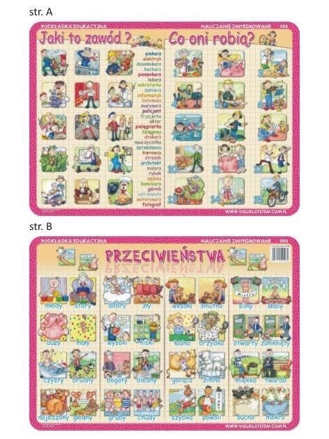 Podkładka edukacyjna 006 - Nauczanie Zintegrowane. Przeciwieństwa, Jaki To Zawód, Co Oni Robią