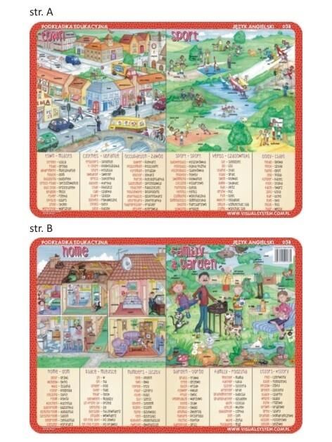 Podkładka edukacyjna 038 - Język Angielski. Town, sport, home, family & garden