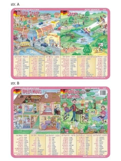 Podkładka edukacyjna 045 - Język Niemiecki. Meine Stadt, der Sport, Familie im Garten, mein Haus