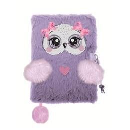 Pamiętnik z kłódką 3D `włochacz` A5/96k. - My Little Friend, Violet Owl