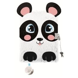 Pamiętnik z kłódką 3D `włochacz` A5/96k. - My Little Friend, Happy Panda