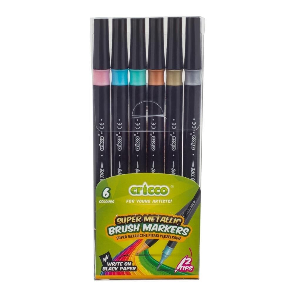 Cricco, dwustronne pisaki pędzelkowe - metaliczne, 6 szt. (CR385K6)