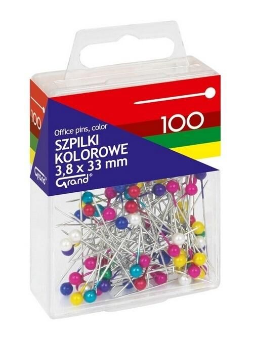 Szpilki kolorowe Grand 3,8x33mm 100 szt. (371433)