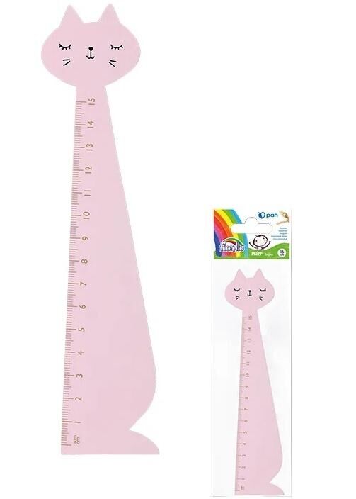 Linijka drewniana 15cm Fiorello - kot różowy (GR-F87KR)